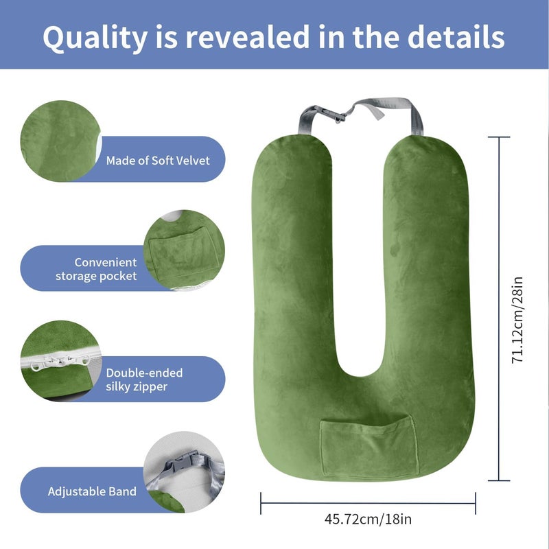 Cococu Travel Pillow, Car Pillow for Kids and Adults-Neck & Body Support，car Sleeping Pillow，Road Trip Essentials，Removable and Washable Covers，Skin-Friendly（Green） - Image 2